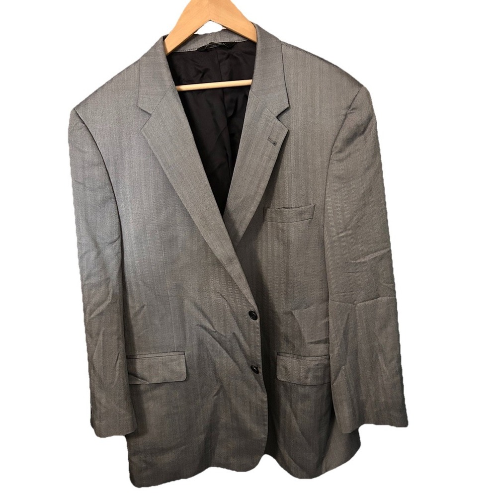 Jos A Bank Signature Collection 50R Gray Pinstriped Silk Wool Blend Suit Jacket